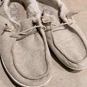 Hey Dude Women's Beige Canvas Sneakers